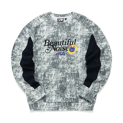 FILA Tokyo Studio Letter Print Colorblock Pullover Sweatshirt Men T11M146203F-WT