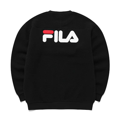 FILA Tokyo Studio Logo Fleece Pullover Unisex Sweatshirt Black T11U146202FBK