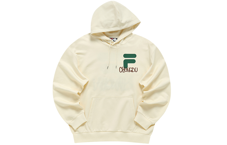 FILA Tokyo Studio Vintage White Oversized Hoodie Unisex Big Logo Design T11U146208F-IV