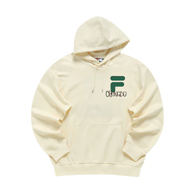 FILA Tokyo Studio Vintage White Oversized Hoodie Unisex Big Logo Design T11U146208F-IV