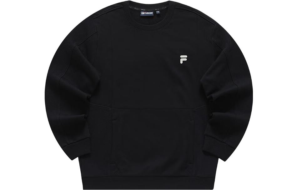 FILA Trendy Black Letter Graphic Crewneck Pullover Sweatshirt - T11M341209F-BK