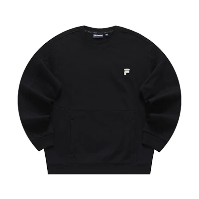 FILA Trendy Black Letter Graphic Crewneck Pullover Sweatshirt - T11M341209F-BK