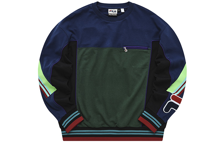 FILA Trendy Color-Block Logo Pullover Sweatshirt Hannis Blue T11M237201F-NV