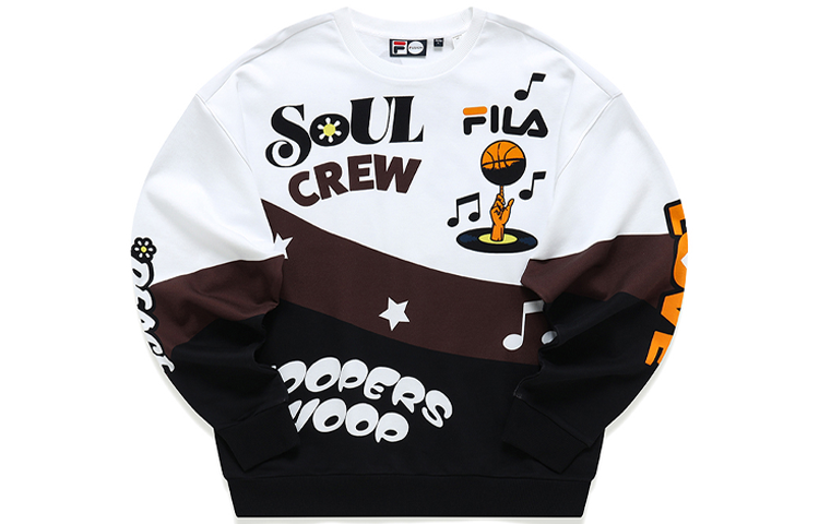 FILA Trendy Colorblock Pullover Hoodie with Letter Print - Unisex Basketball Style T11U145206F-WT
