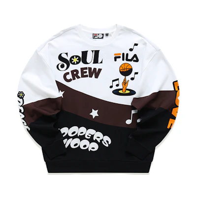 FILA Trendy Colorblock Pullover Hoodie with Letter Print - Unisex Basketball Style T11U145206F-WT