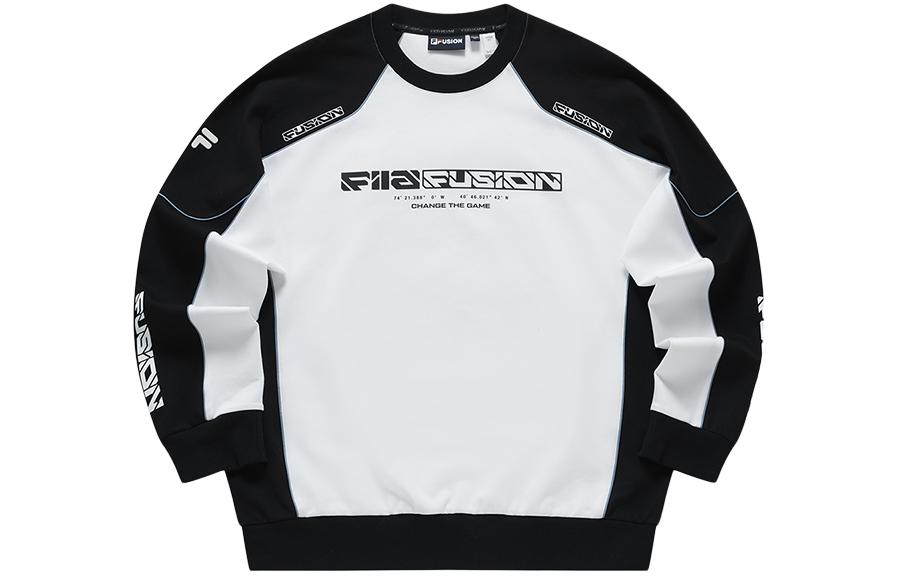 FILA Trendy Letter Colorblock Pullover Sweatshirt - Standard White T11M411208FWT