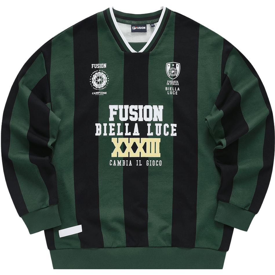 FILA Trendy Letter Striped Sweatshirt Unisex Field Green T11U335201FDG