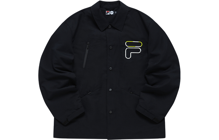 FILA Trendy Oversized Logo Woven Jacket for Men - Deep Black T11M211710F-BK
