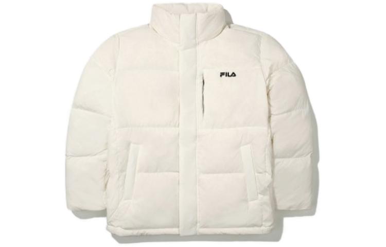 FILA UNI FW22 Quilted Jacket White Unisex High Collar Plain Design FS2DJE4101X-OWH