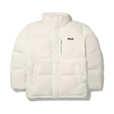 FILA UNI FW22 Quilted Jacket White Unisex High Collar Plain Design FS2DJE4101X-OWH