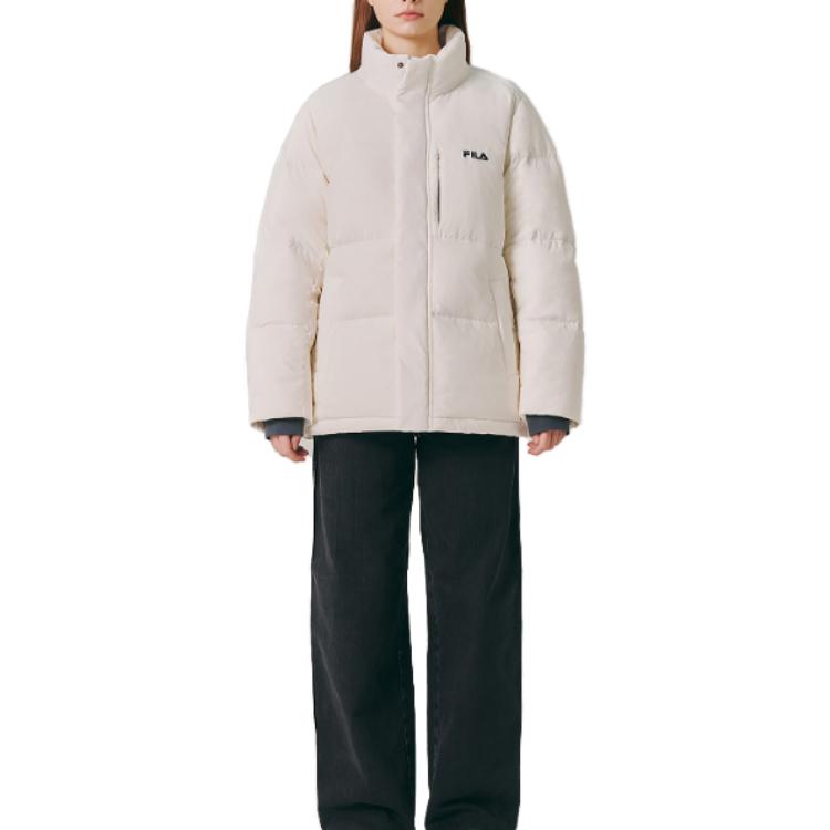 Shop FILA UNI FW22 白色高领绗缝夹克 男女通用 简约设计 FS2DJE4101X-OWH