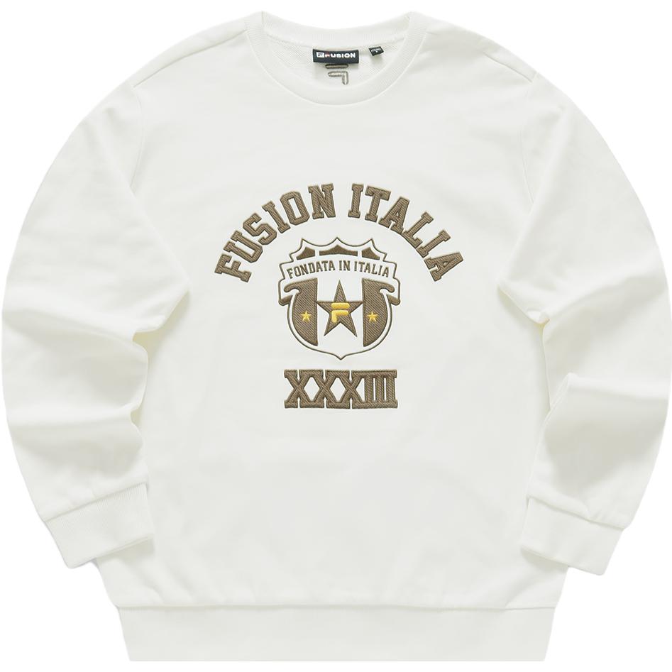 FILA Uniform Letter Pullover Sweatshirt Simple Casual White T11M345207F-WT