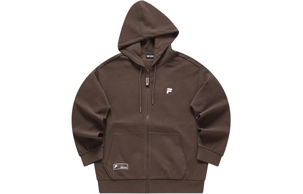 FILA UNIFORM Oak Brown Zip-Up Hoodie Jacket Casual Streetwear T11M415502F-DR