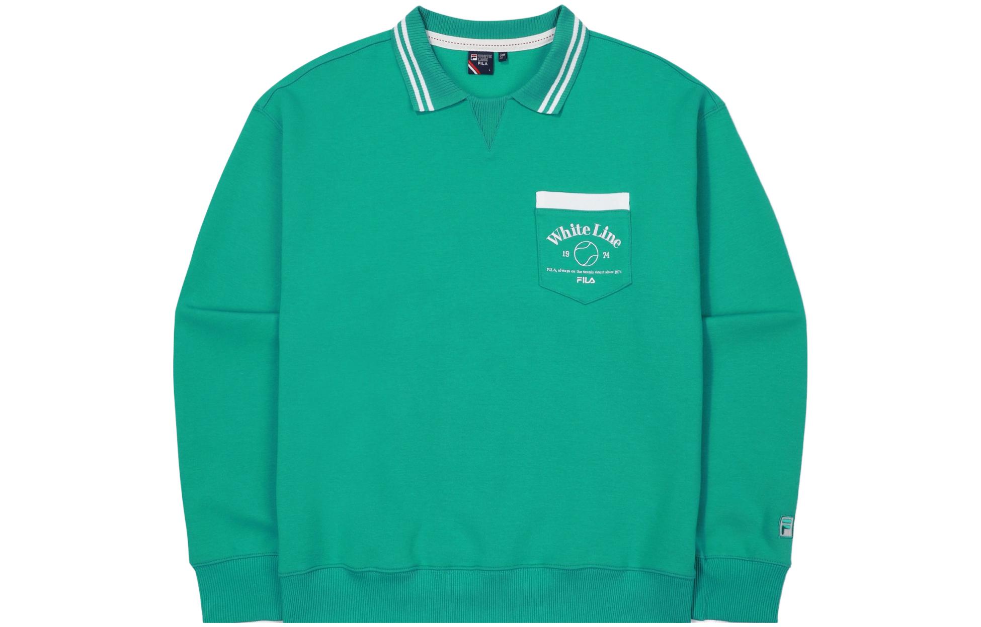 FILA Unisex American Style Stripe Trim Pocket Sweatshirt Blue Green FS2TLF1331X-MRG
