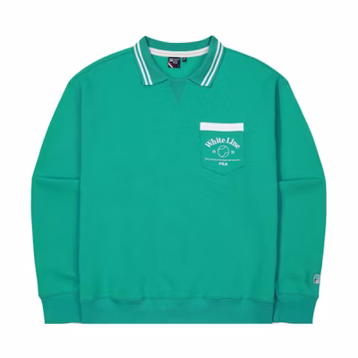 FILA Unisex American Style Stripe Trim Pocket Sweatshirt Blue Green FS2TLF1331X-MRG