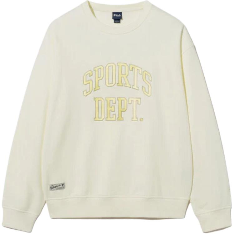 FILA Unisex Beige Crewneck Logo Sweatshirt Long Sleeve Relaxed Fit FS2POH1103XCRM