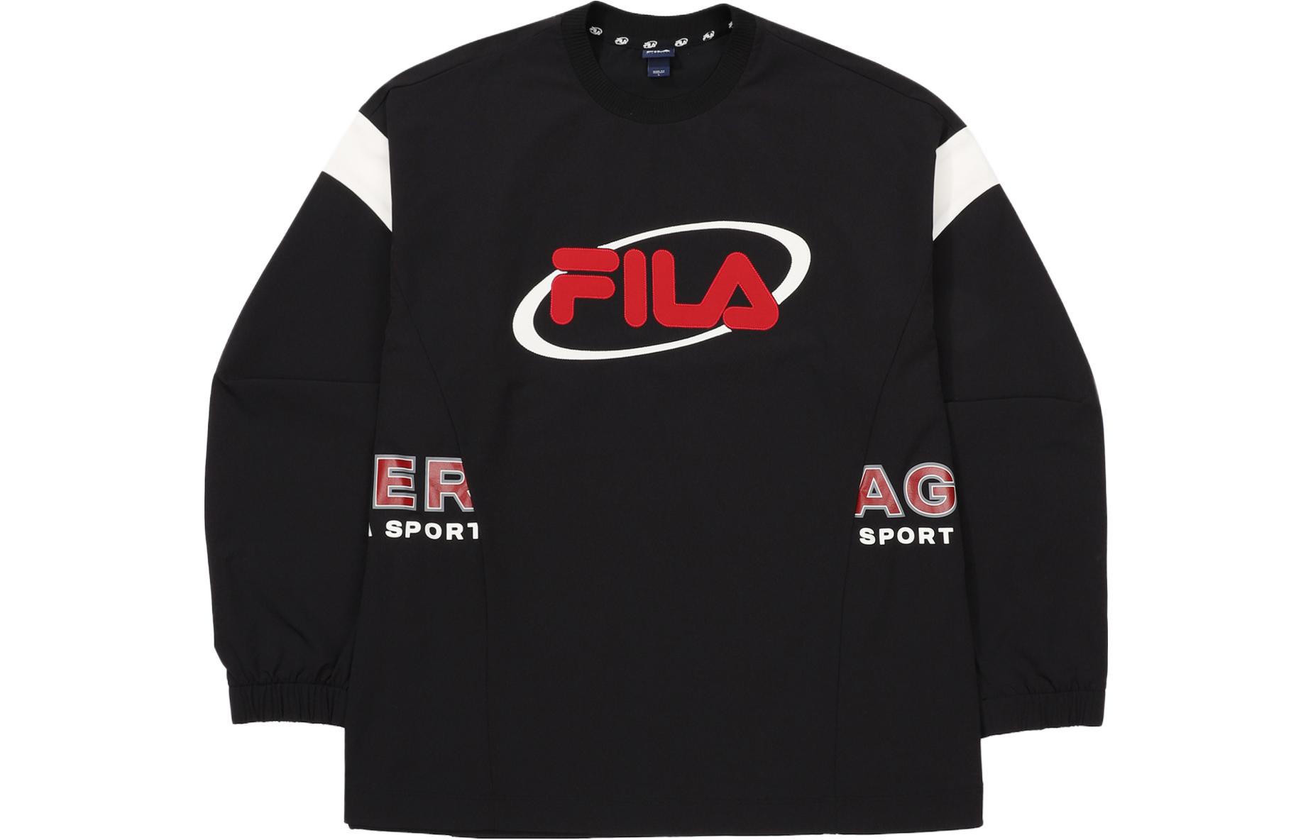 FILA Unisex Black Crewneck Letter Print Sweatshirt - Autumn Style FS2POF3103XBLK