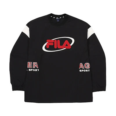 FILA Unisex Black Crewneck Letter Print Sweatshirt - Autumn Style FS2POF3103XBLK