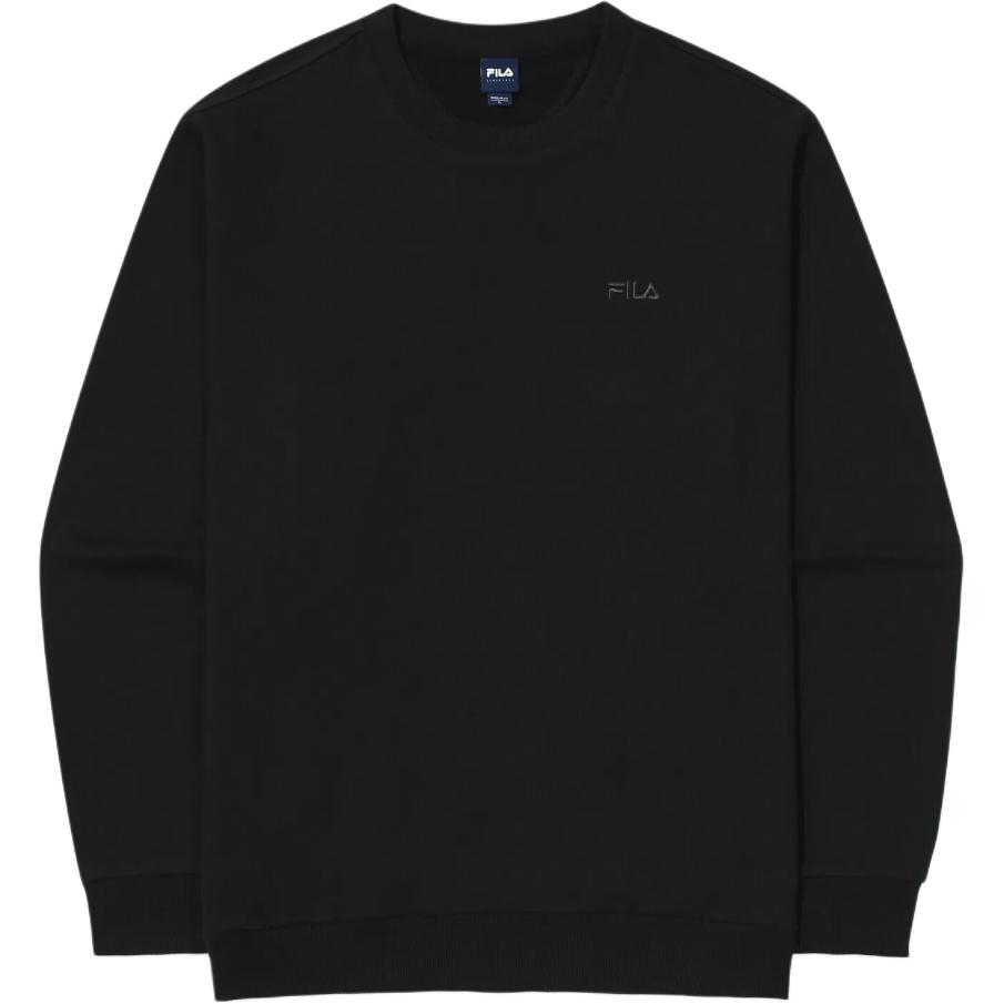FILA Unisex Black Crewneck Logo Sweatshirt Long Sleeve Plain Design FS2POG3101U-BLK