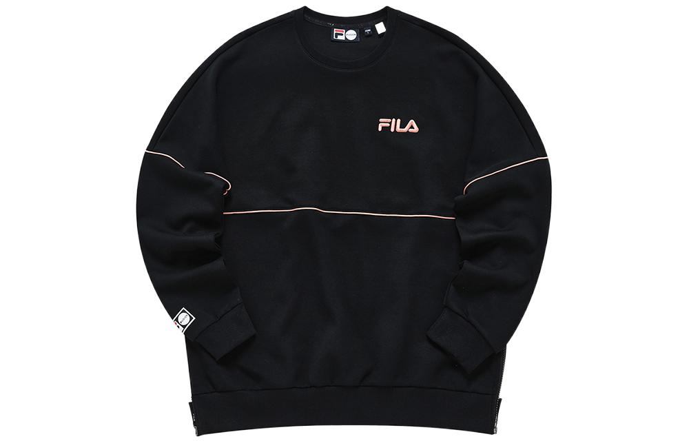 FILA Unisex Black Crewneck Sweatshirt with Logo Print - Casual American Style T51U116205A-BK