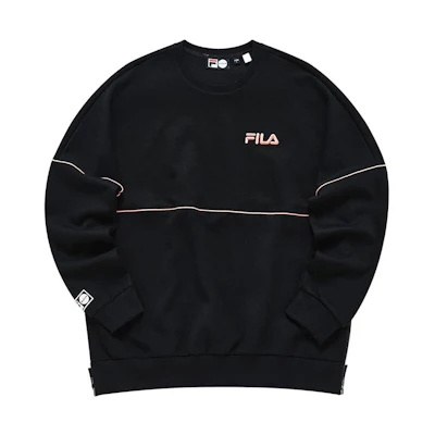 FILA Unisex Black Crewneck Sweatshirt with Logo Print - Casual American Style T51U116205A-BK