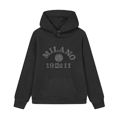 FILA Unisex Black Fleece Pullover Hoodie with Logo F11U345202F-BK