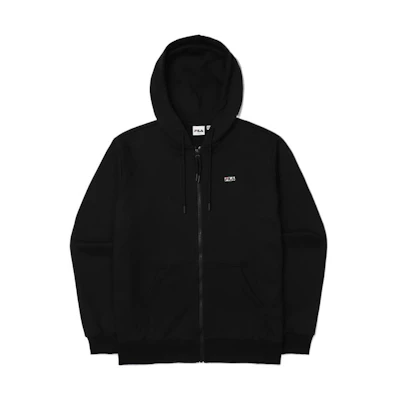 FILA Unisex Black Hoodie Jacket with Solid Logo Print Design FS2FTE3101X-BLK