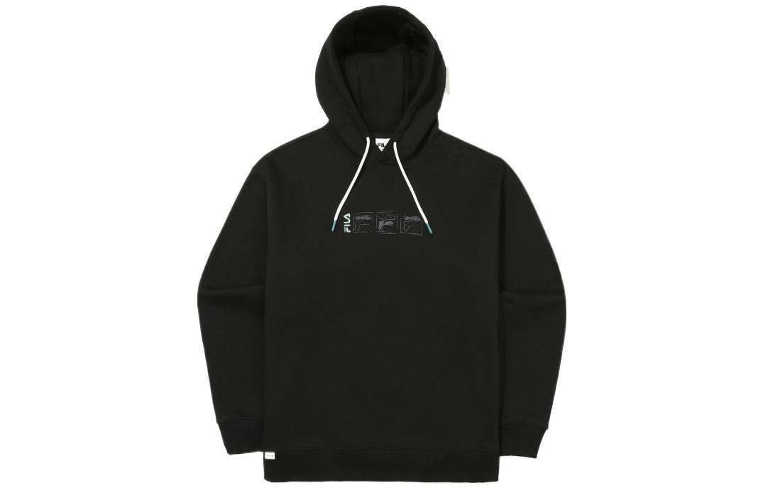 FILA Unisex Black Hoodie with Letter Logo Print FS2POE4102X-BLK