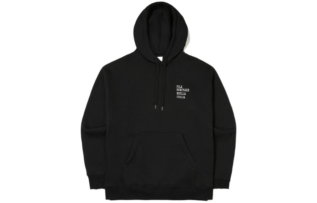 FILA Unisex Black Hoodie with Solid Logo Letter Print FS2POE4104X-BLK