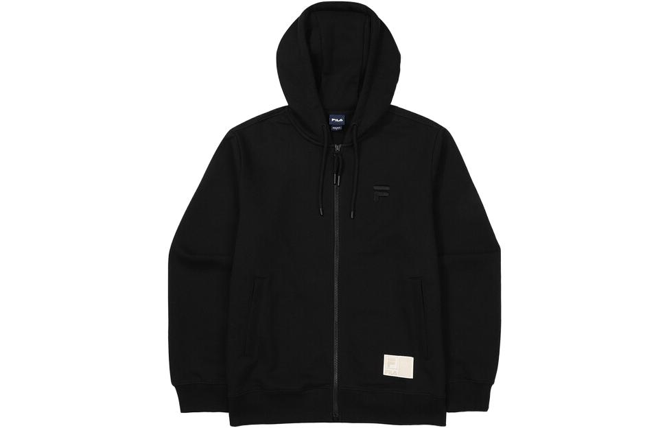 FILA Unisex Black Solid Color Long Sleeve Zip-Up Hoodie Jacket FS2FTF3101X-BLK