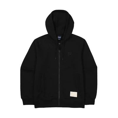 FILA Unisex Black Solid Color Long Sleeve Zip-Up Hoodie Jacket FS2FTF3101X-BLK