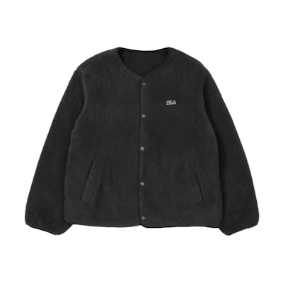 FILA Unisex Black Solid Color Single-Breasted Reversible Round-Neck Jacket FE2PLF6101X-CGY