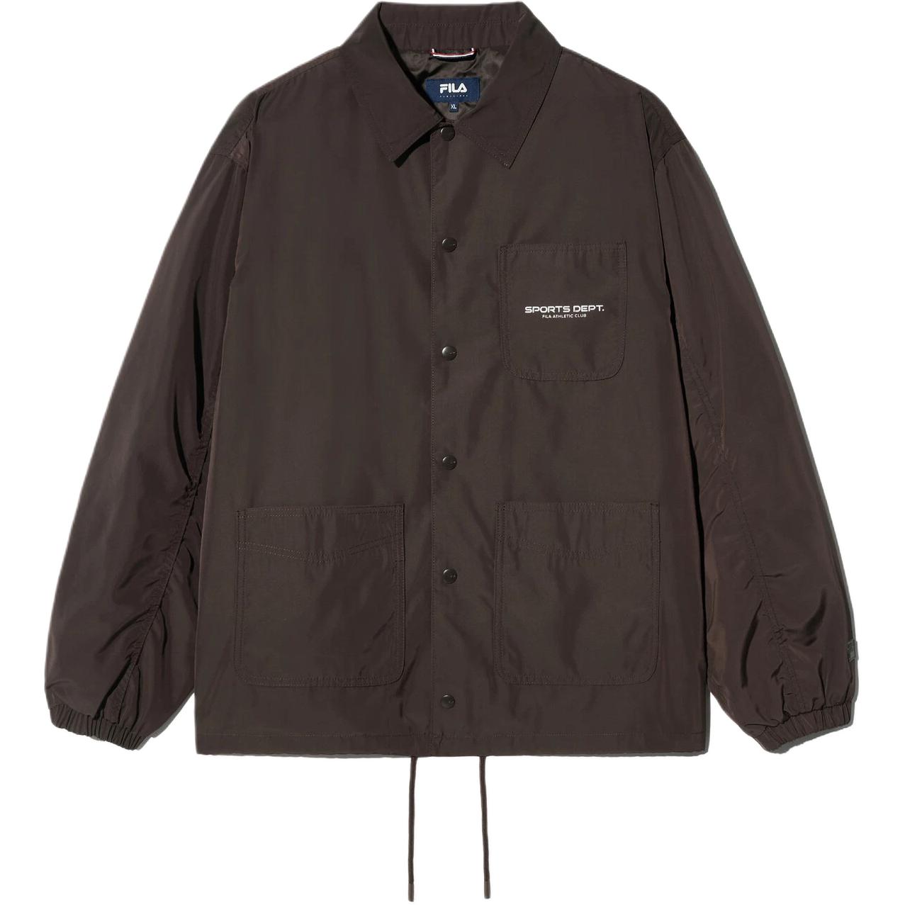 FILA Unisex Brown Plain Loose-Fit Long Sleeve Coach Jacket FS2JKH1101X-BRN