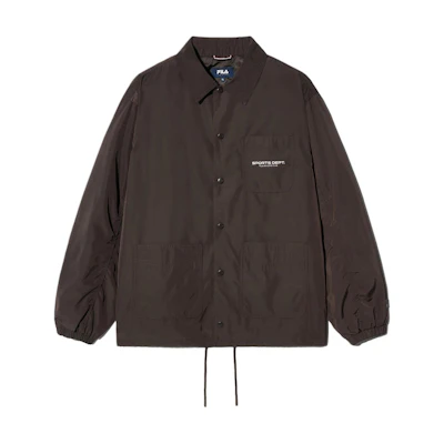 FILA Unisex Brown Plain Loose-Fit Long Sleeve Coach Jacket FS2JKH1101X-BRN