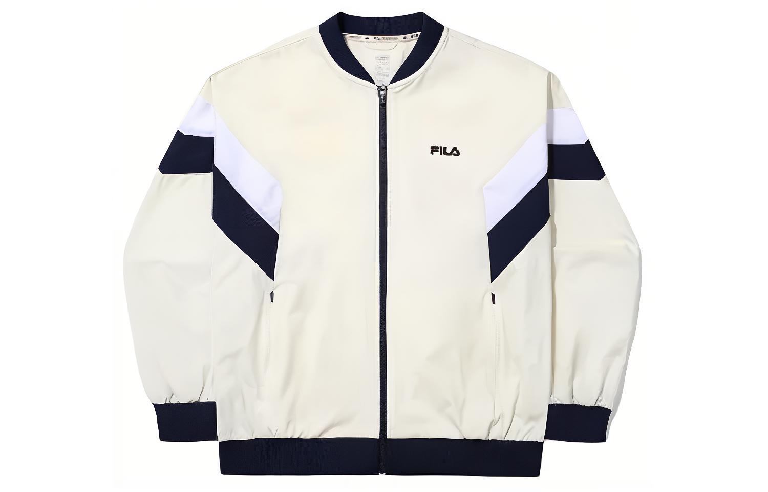 FILA Unisex Colorblock Logo Print Zip-Up Jacket - White FS2JKG1204MSCR