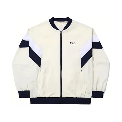 FILA Unisex Colorblock Logo Print Zip-Up Jacket - White FS2JKG1204MSCR