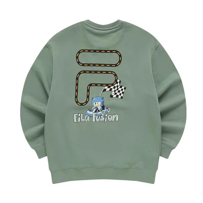 FILA Unisex Crewneck Fleece Sweatshirt in Olive Gray - Warm and Stylish T11U343205F-TQ