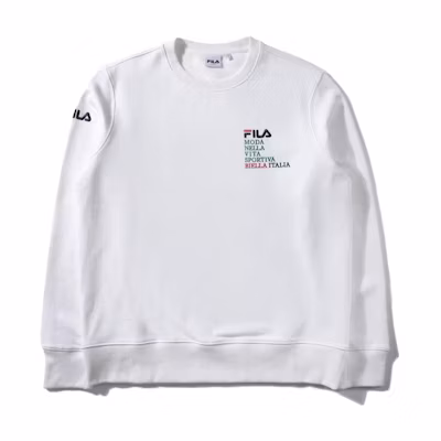 FILA Unisex Crewneck Pullover Sweatshirt White FS2POD1110X-OWH