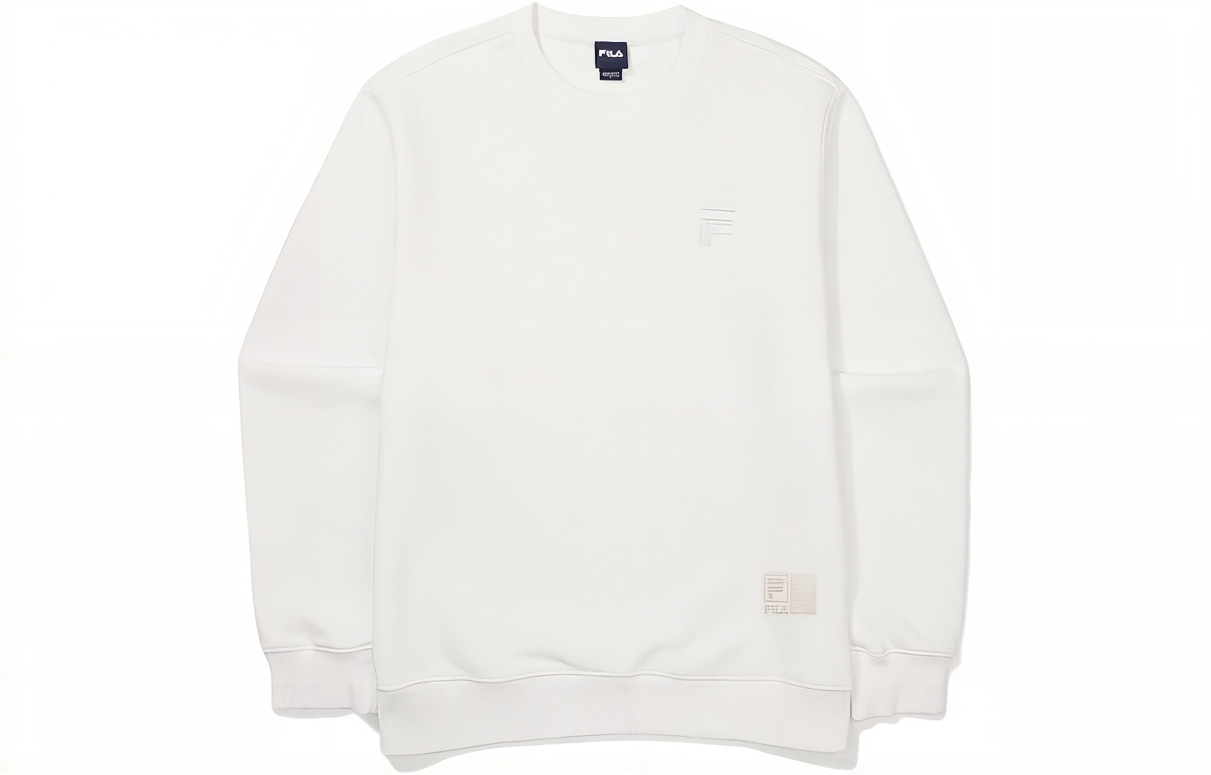 FILA Unisex Crewneck Sweatshirt White with Solid Logo Patch Design FS2POF3101X-OWH