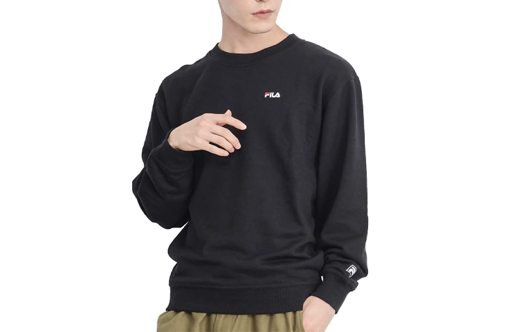 FILA Unisex Embroidered Logo Crewneck Sweatshirt Black FH7207