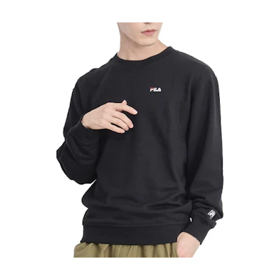 FILA Unisex Embroidered Logo Crewneck Sweatshirt Black FH7207