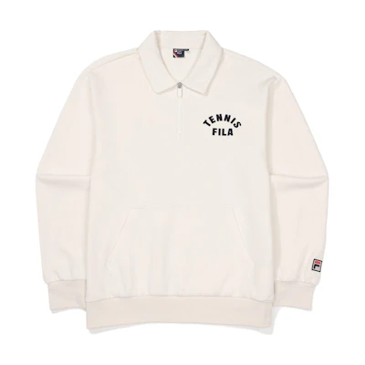 FILA Unisex Embroidered Logo Half-Zip Pullover Sweatshirt White FS2POF3313X-FWH