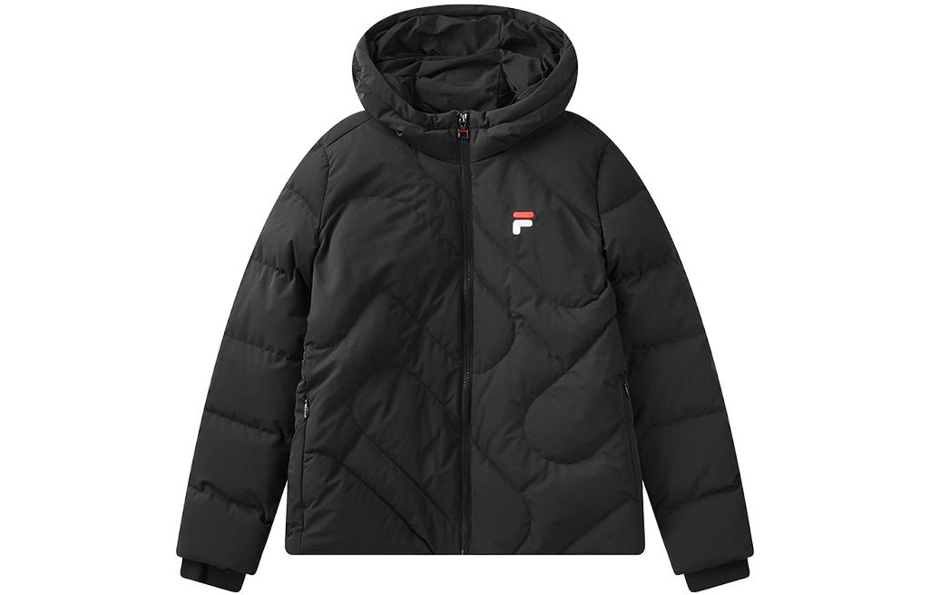 FILA Unisex Goose Down Short Hooded Jacket in Legendary Blue. F51W348919anv