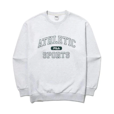FILA Unisex Gray Crewneck Pullover Sweatshirt with Letter Graphic FS2POG1105XW-TM
