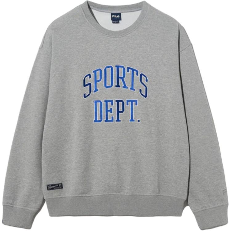 FILA Unisex Grey Crewneck Letter Print Long-Sleeve Sweatshirt Loose Fit FS2POH1103X-LML