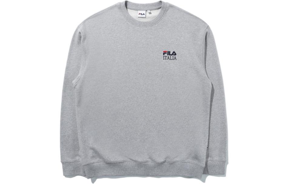 FILA Unisex Grey Crewneck Pullover Sweatshirt with Front Logo FE2POD6102X-MLY