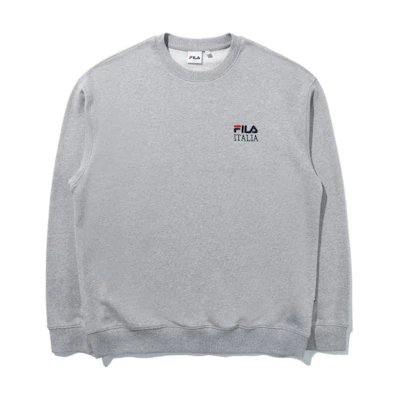 FILA Unisex Grey Crewneck Pullover Sweatshirt with Front Logo FE2POD6102X-MLY