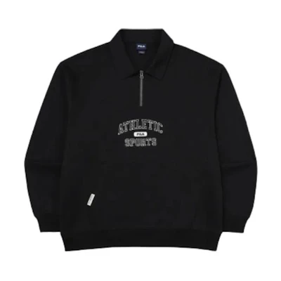FILA Unisex Half-Zip Pullover Sweatshirt Black FS2POG1106X-BLK