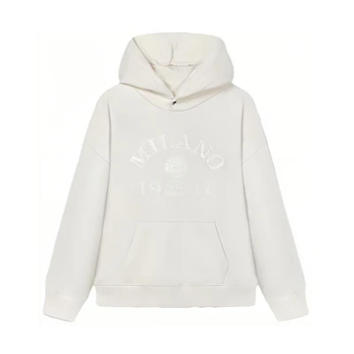 FILA Unisex Letter Logo Pullover Fleece Hoodie F11U345202F-IV