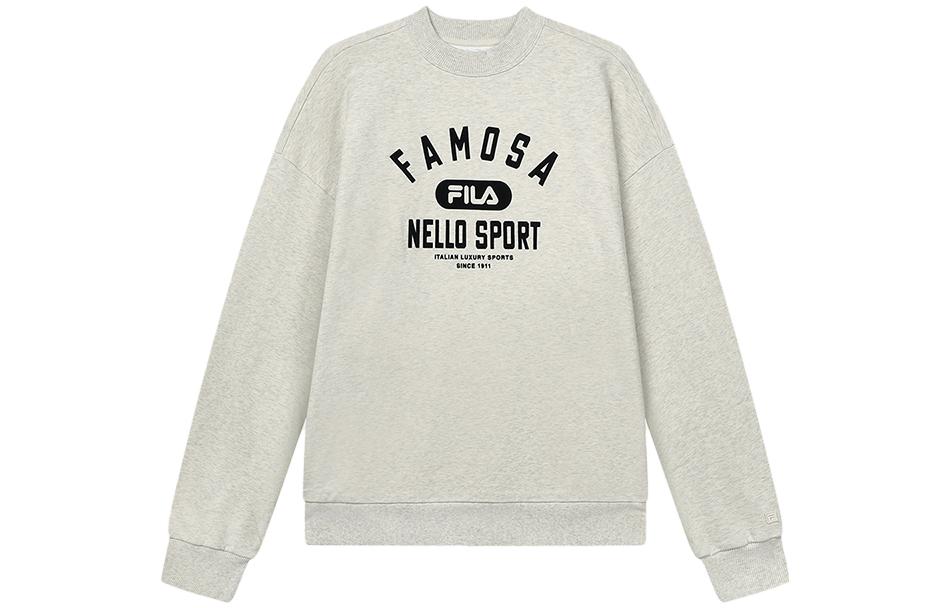 FILA Unisex Letter Print Crewneck Loose-Fit Sweatshirt Beige Gray F11U345203F-LK
